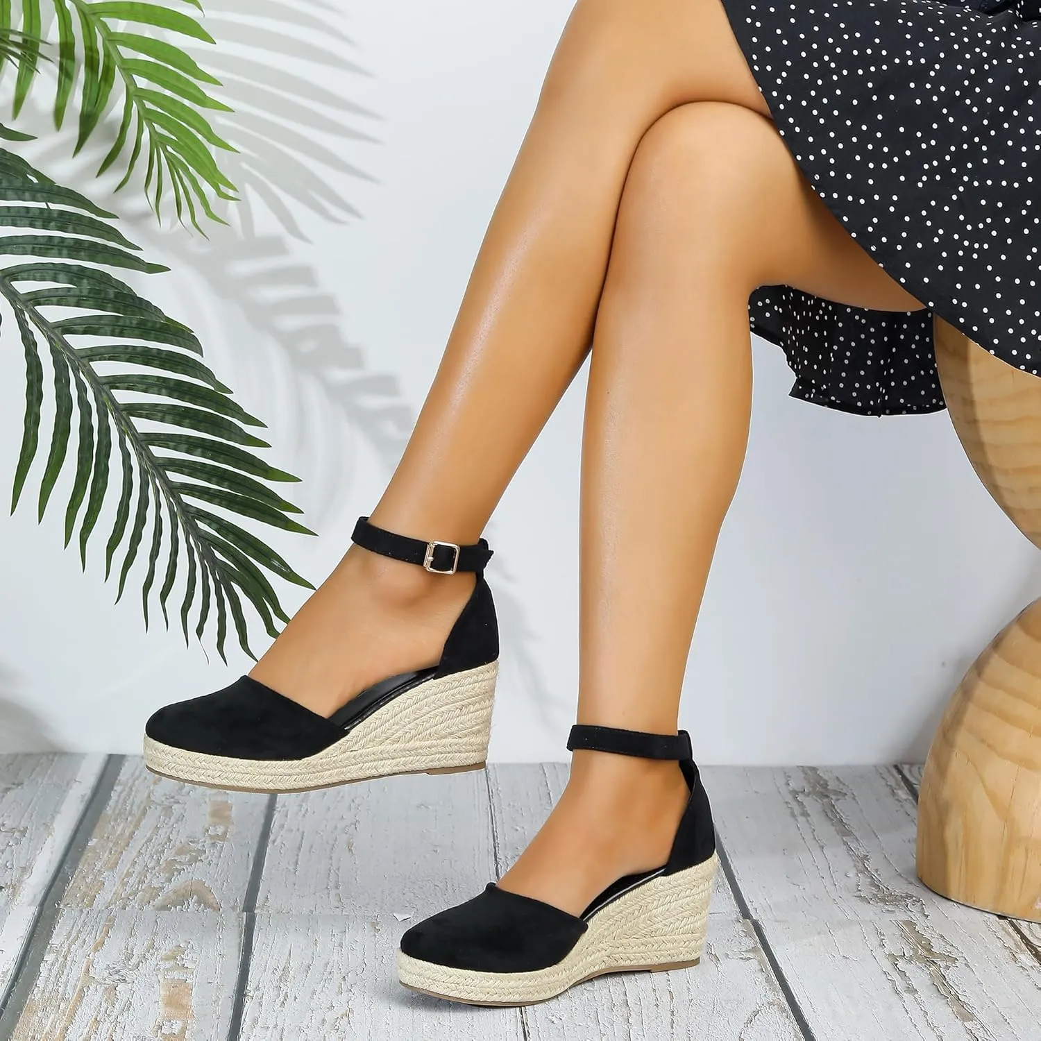 Womens Espadrilles Sandals, Closed Toe Platform for Women Ankle Strap Casual Comfortable Wedge Sandals
