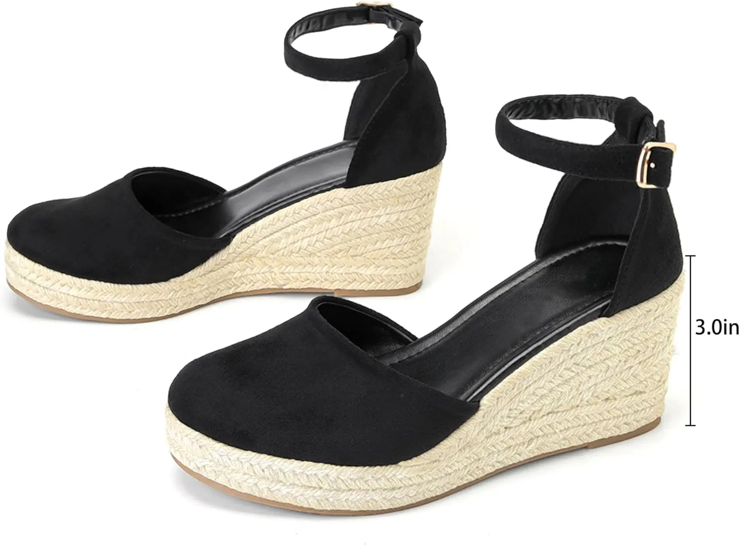 Womens Espadrilles Sandals, Closed Toe Platform for Women Ankle Strap Casual Comfortable Wedge Sandals