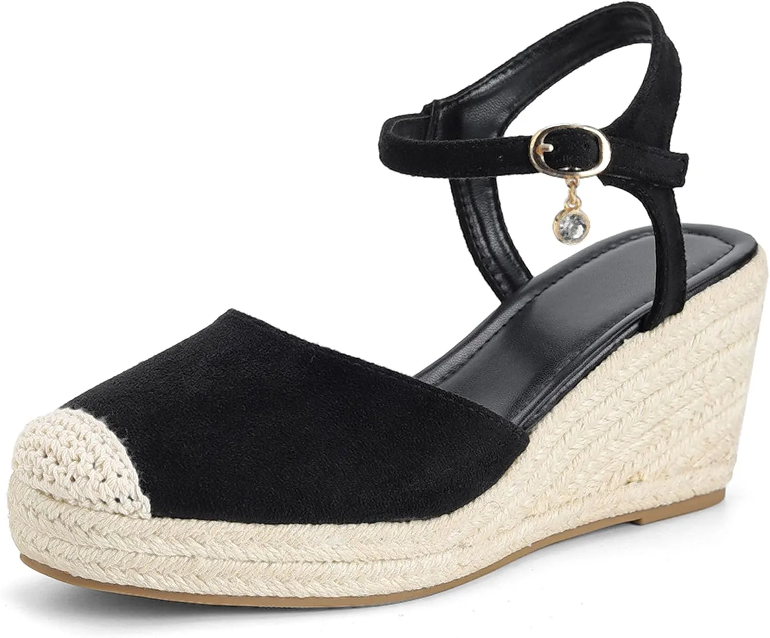 Womens Espadrilles Sandals, Closed Toe Platform for Women Ankle Strap Casual Comfortable Wedge Sandals