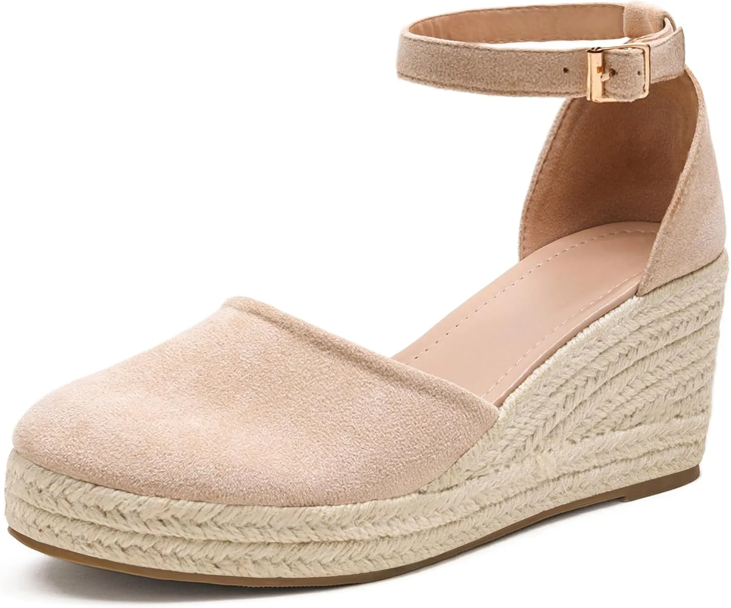 Womens Espadrilles Sandals, Closed Toe Platform for Women Ankle Strap Casual Comfortable Wedge Sandals