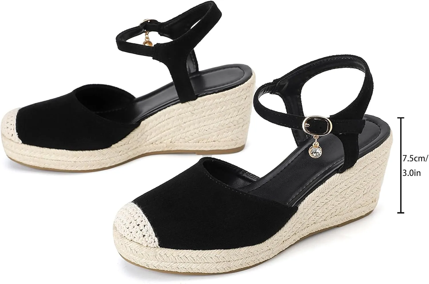 Womens Espadrilles Sandals, Closed Toe Platform for Women Ankle Strap Casual Comfortable Wedge Sandals