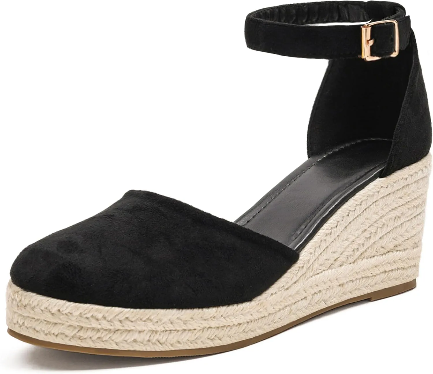 Womens Espadrilles Sandals, Closed Toe Platform for Women Ankle Strap Casual Comfortable Wedge Sandals