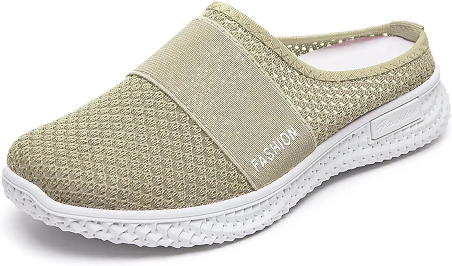 Women's Knitted Mesh Flat Mules Breathable Non-Slip Soft Soles Comfort Slip-on Slippers Open Back Shoes Closed Toe Wide Width Clogs Air Cushion Orthopedic Diabetic with Arch-Support Sandals