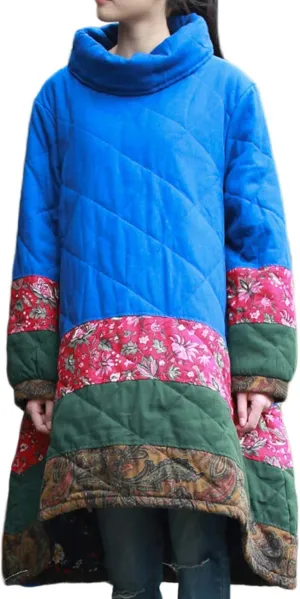 Women's Long Padded Warm Coat Quilted Pullover Jacket Parkas Chinese Style Outwear