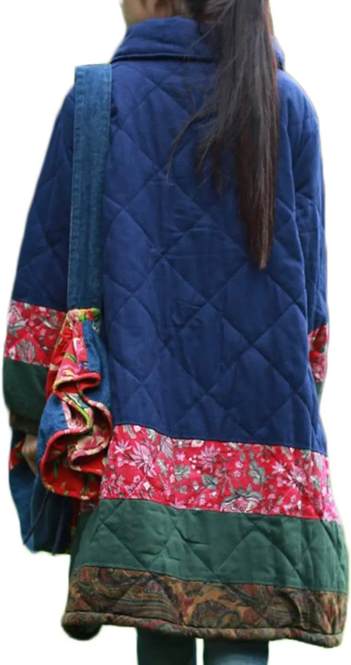 Women's Long Padded Warm Coat Quilted Pullover Jacket Parkas Chinese Style Outwear