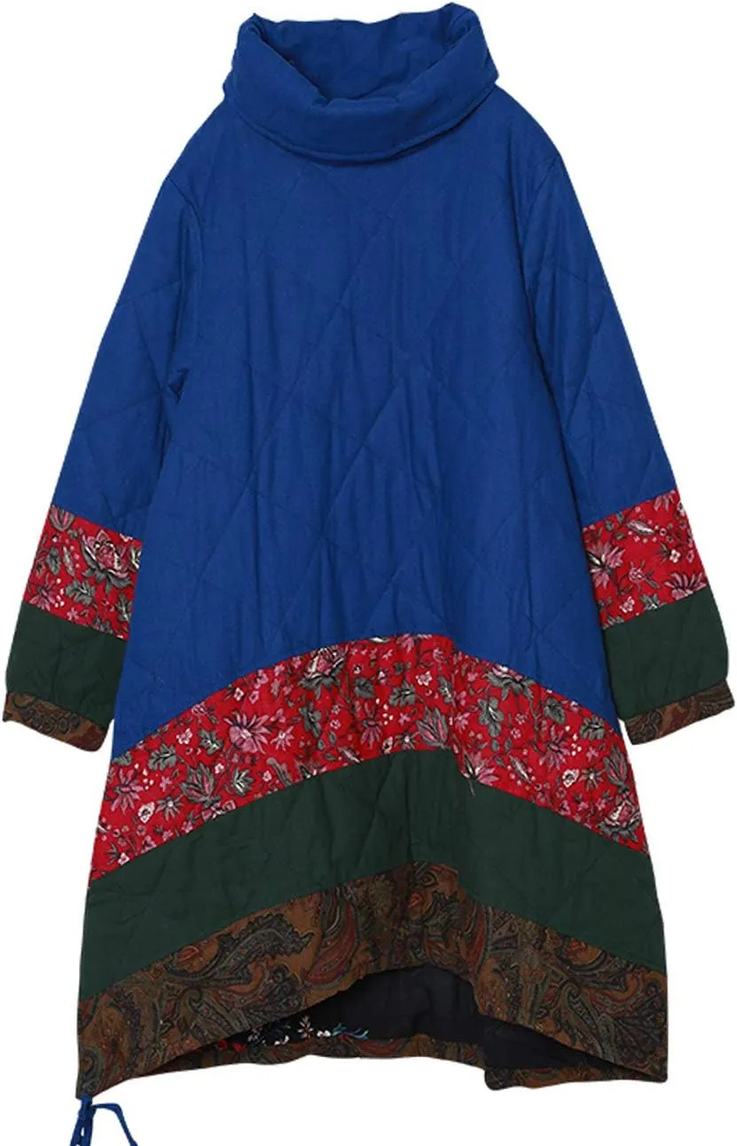 Women's Long Padded Warm Coat Quilted Pullover Jacket Parkas Chinese Style Outwear