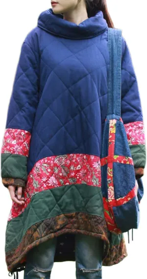 Women's Long Padded Warm Coat Quilted Pullover Jacket Parkas Chinese Style Outwear