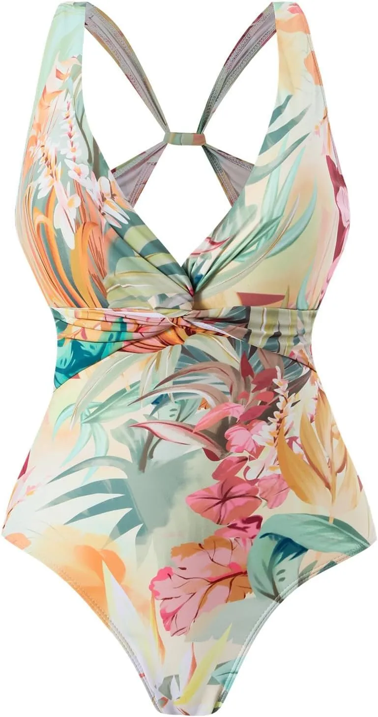 Women's One-Piece Swimsuits with Beach Cover Up Retro Swimsuit for Women with Cover Up Bathing Suits for Women