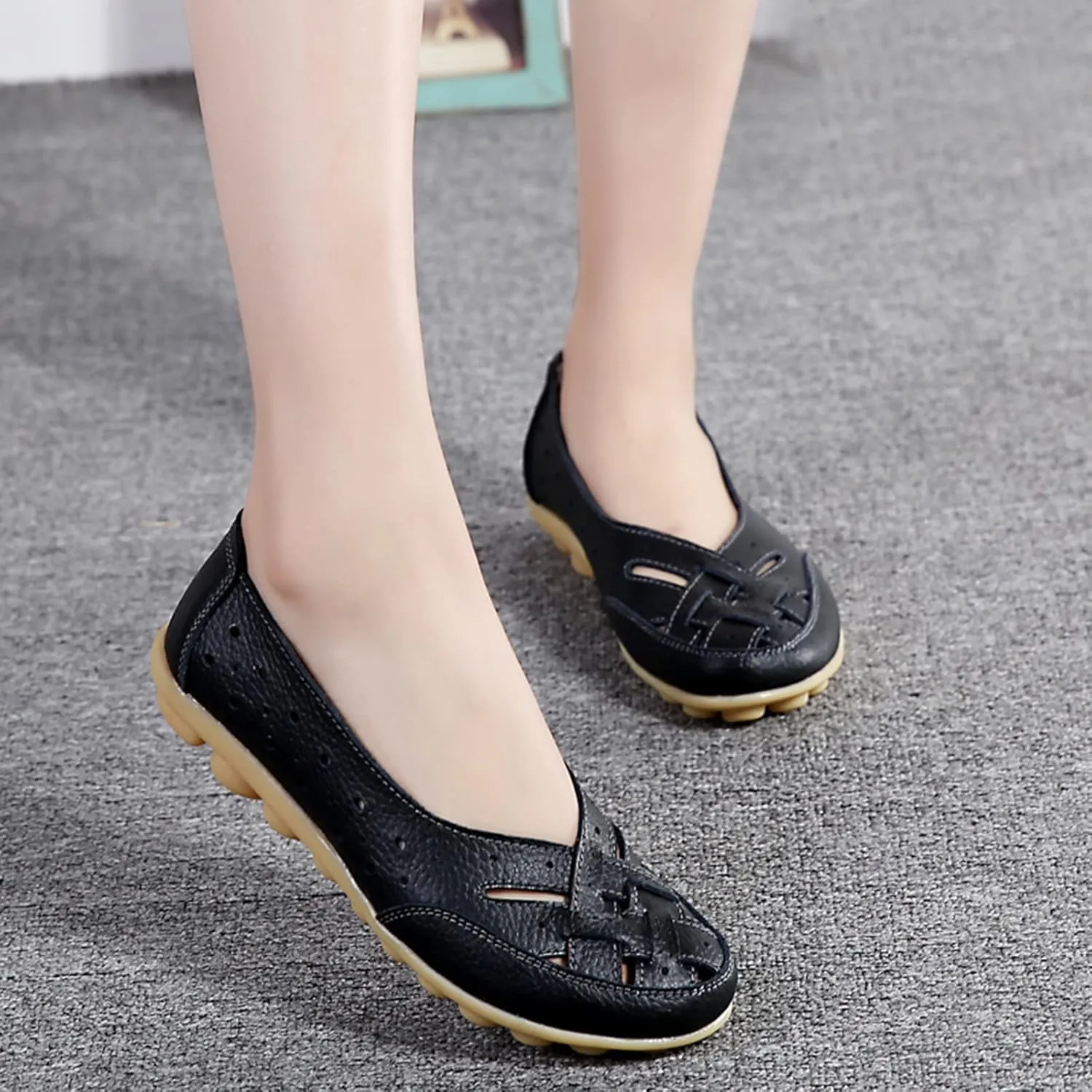 Womens Orthopedic Loafers 2025 Breathable Comfortable Hollow Soft Flats Sandals Summer Casual Slip-On Shoes