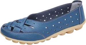Women's Orthopedic Loafers Slip-On Outdoor Walking Flats Shoes Breathable Comfy Non Slip Shoes with Soft Arch Supportive Design New Cutout Shoe for Summer Beach