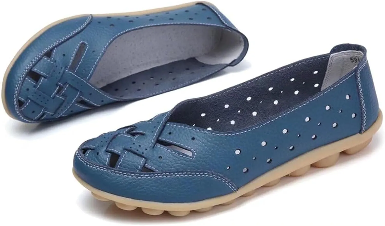Women's Orthopedic Loafers Slip-On Outdoor Walking Flats Shoes Breathable Comfy Non Slip Shoes with Soft Arch Supportive Design New Cutout Shoe for Summer Beach