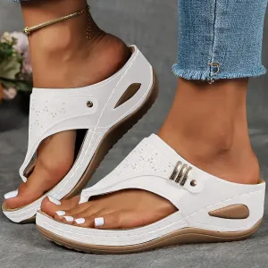 Womens Orthopedic Sandals Summer Arch Support Wedge Sandals Indoor Outdoor Slip On Thong Sandals Womens