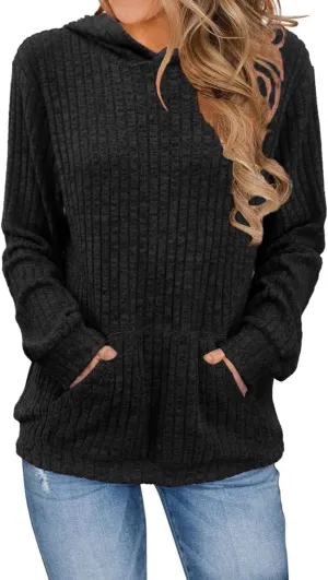 Women's Oversized Long Sleeve Hoodies Waffle Knit Pullover Sweatshirts Tops with Pockets Effortless Casual Comfort Wear