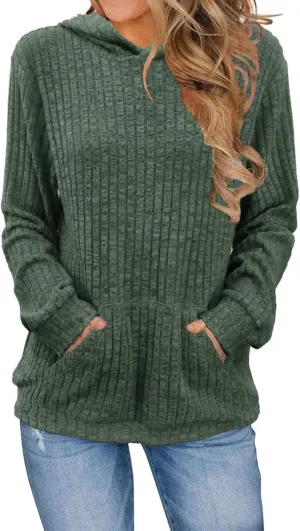 Women's Oversized Long Sleeve Hoodies Waffle Knit Pullover Sweatshirts Tops with Pockets Effortless Casual Comfort Wear