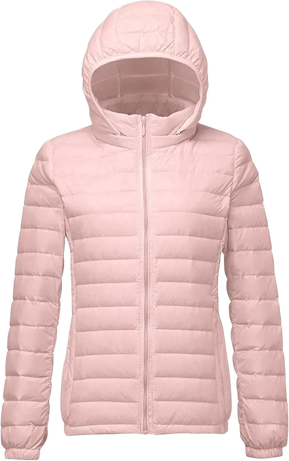 Women's Quilted Puffer Coat Packable Ultra Lightweight Duck Down Jackets Zip Up Outerwear with Removable Hood