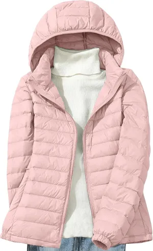 Women's Quilted Puffer Coat Packable Ultra Lightweight Duck Down Jackets Zip Up Outerwear with Removable Hood