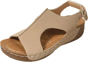 Womens Sandals Comfortable Arch Support Open Toe Hollow Out Breathable Orthopedic Sandals Dressy Summer Beach Comfortable Walking Slip On Lightweight Low Wedges Sandal