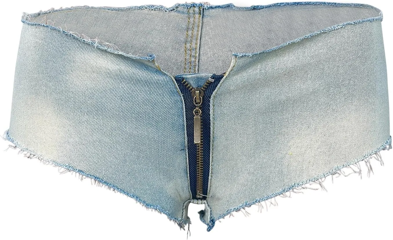 Women's Sexy Low Rise Denim Short Stretch Mini Denim Shorts Hot Beach Party Pants Clubwear Nightclub Denim Shorts