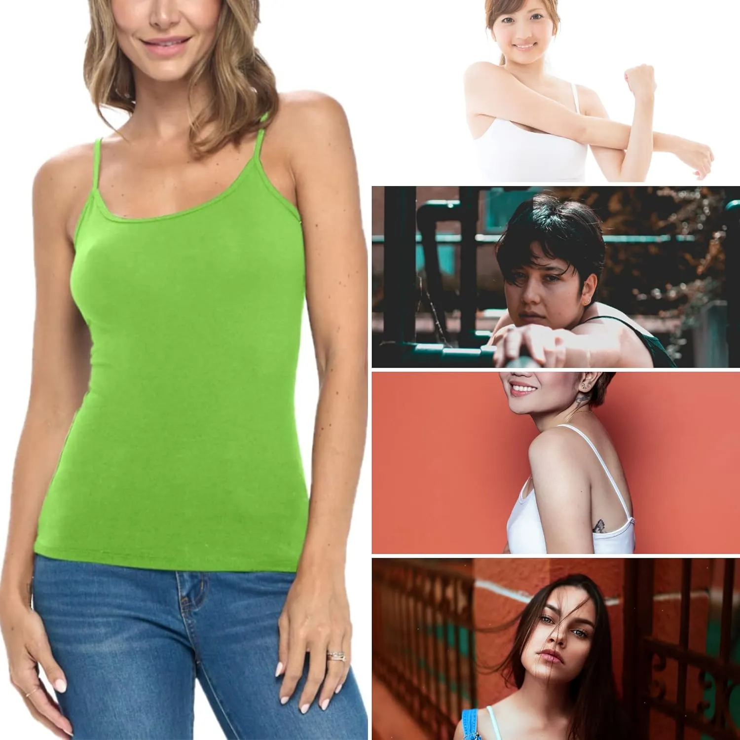 Women's Soft and Breathable Cotton Stretch Camisole with Adjustable Strap Tank Top