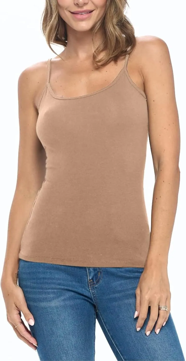 Women's Soft and Breathable Cotton Stretch Camisole with Adjustable Strap Tank Top