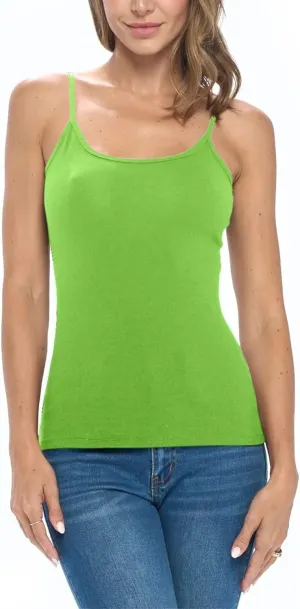 Women's Soft and Breathable Cotton Stretch Camisole with Adjustable Strap Tank Top