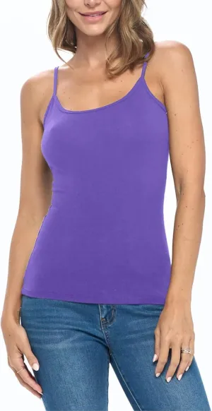 Women's Soft and Breathable Cotton Stretch Camisole with Adjustable Strap Tank Top