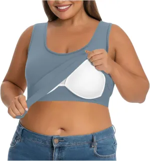 Womens Tank Tops with Built in Bra Plus Size Padded Camisole Shelf Bra Workout Yoga Shirt Casual Basic Undershirt
