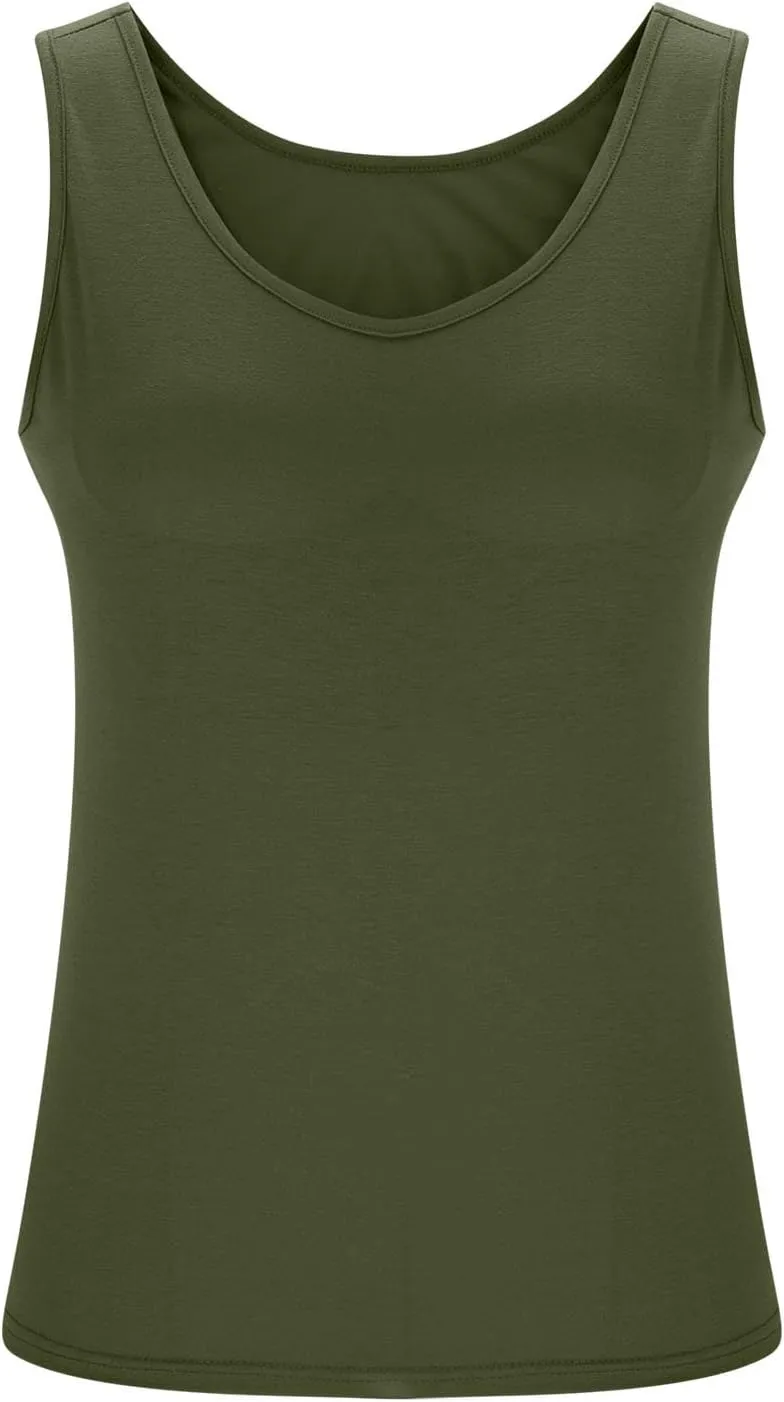 Womens Tank Tops with Built in Bra Plus Size Padded Camisole Shelf Bra Workout Yoga Shirt Casual Basic Undershirt