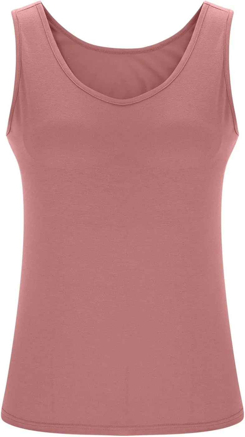 Womens Tank Tops with Built in Bra Plus Size Padded Camisole Shelf Bra Workout Yoga Shirt Casual Basic Undershirt