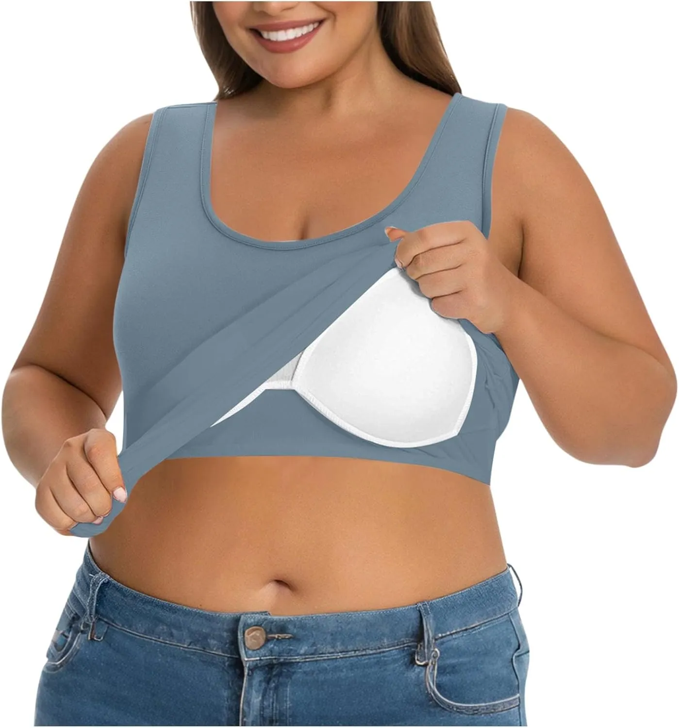 Womens Tank Tops with Built in Bra Plus Size Padded Camisole Shelf Bra Workout Yoga Shirt Casual Basic Undershirt