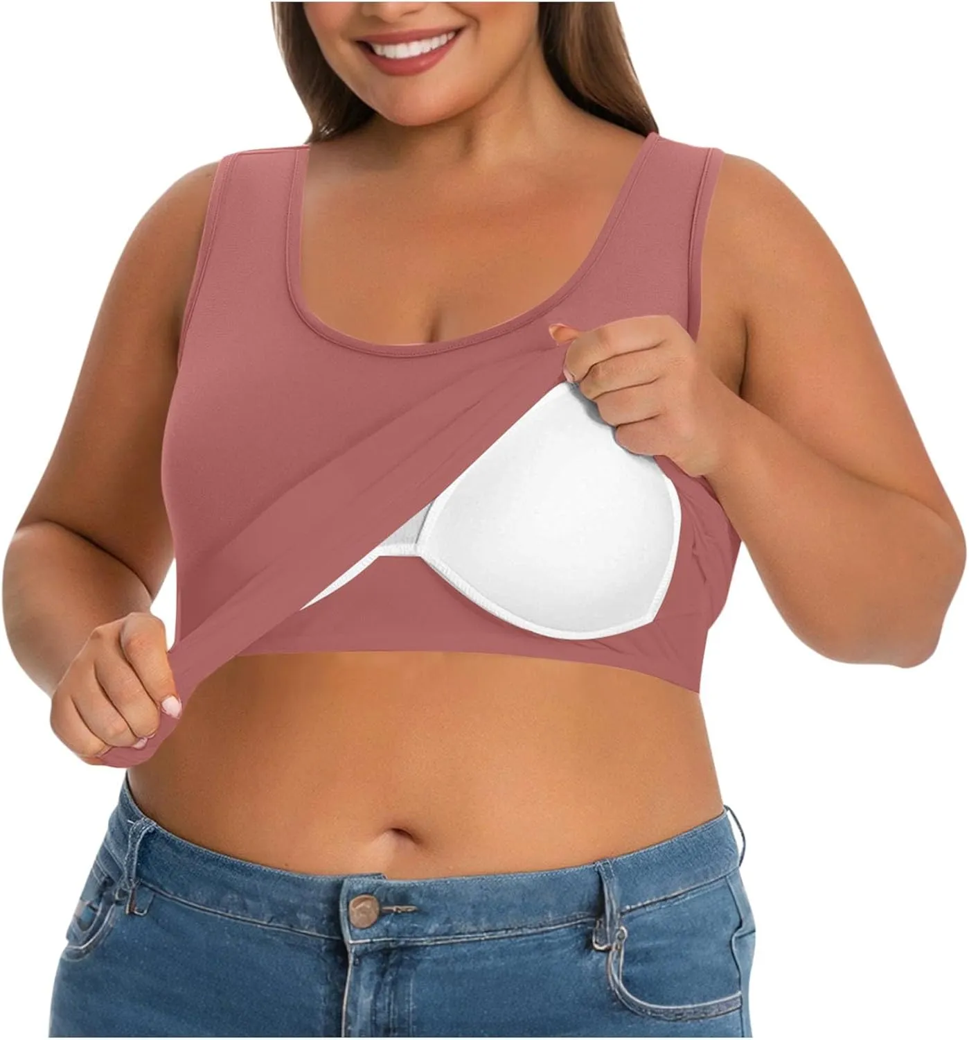 Womens Tank Tops with Built in Bra Plus Size Padded Camisole Shelf Bra Workout Yoga Shirt Casual Basic Undershirt