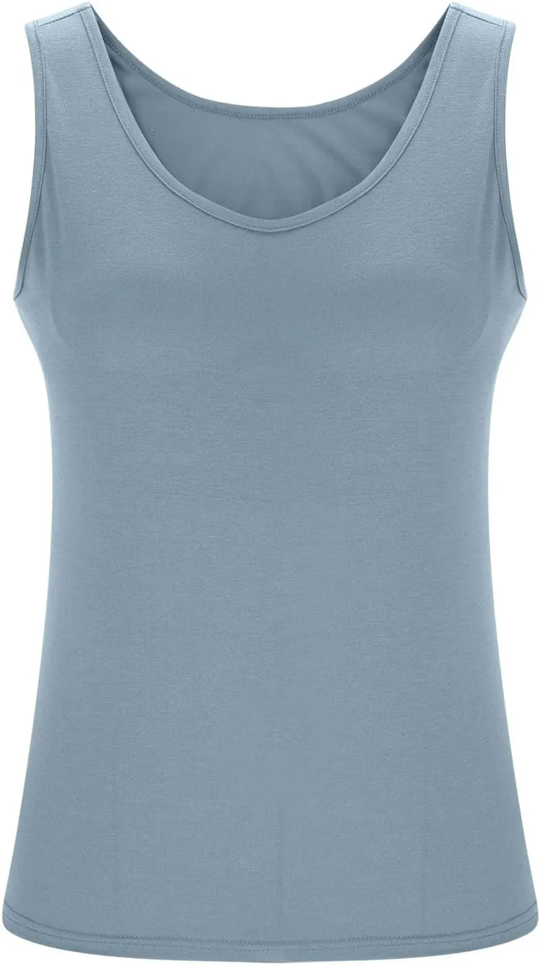 Womens Tank Tops with Built in Bra Plus Size Padded Camisole Shelf Bra Workout Yoga Shirt Casual Basic Undershirt