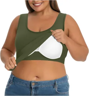 Womens Tank Tops with Built in Bra Plus Size Padded Camisole Shelf Bra Workout Yoga Shirt Casual Basic Undershirt