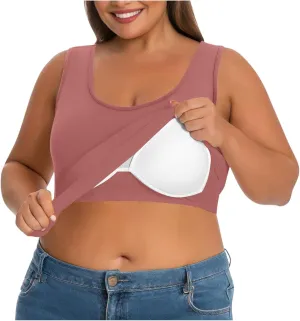 Womens Tank Tops with Built in Bra Plus Size Padded Camisole Shelf Bra Workout Yoga Shirt Casual Basic Undershirt