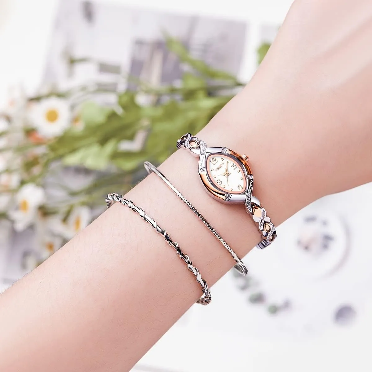 Women's Watches Bracelet Dial Ladies Fashion Dress Quartz Wrist Watch Oval Square Round Mini Women Watch Waterproof Gifts for Women
