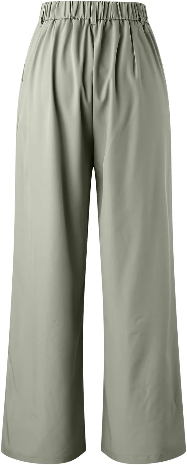 Womens Wide Leg High Waist Wide Leg Pants Casual Pants Comfy Pockets Relaxed Trousers Misses Business Suits