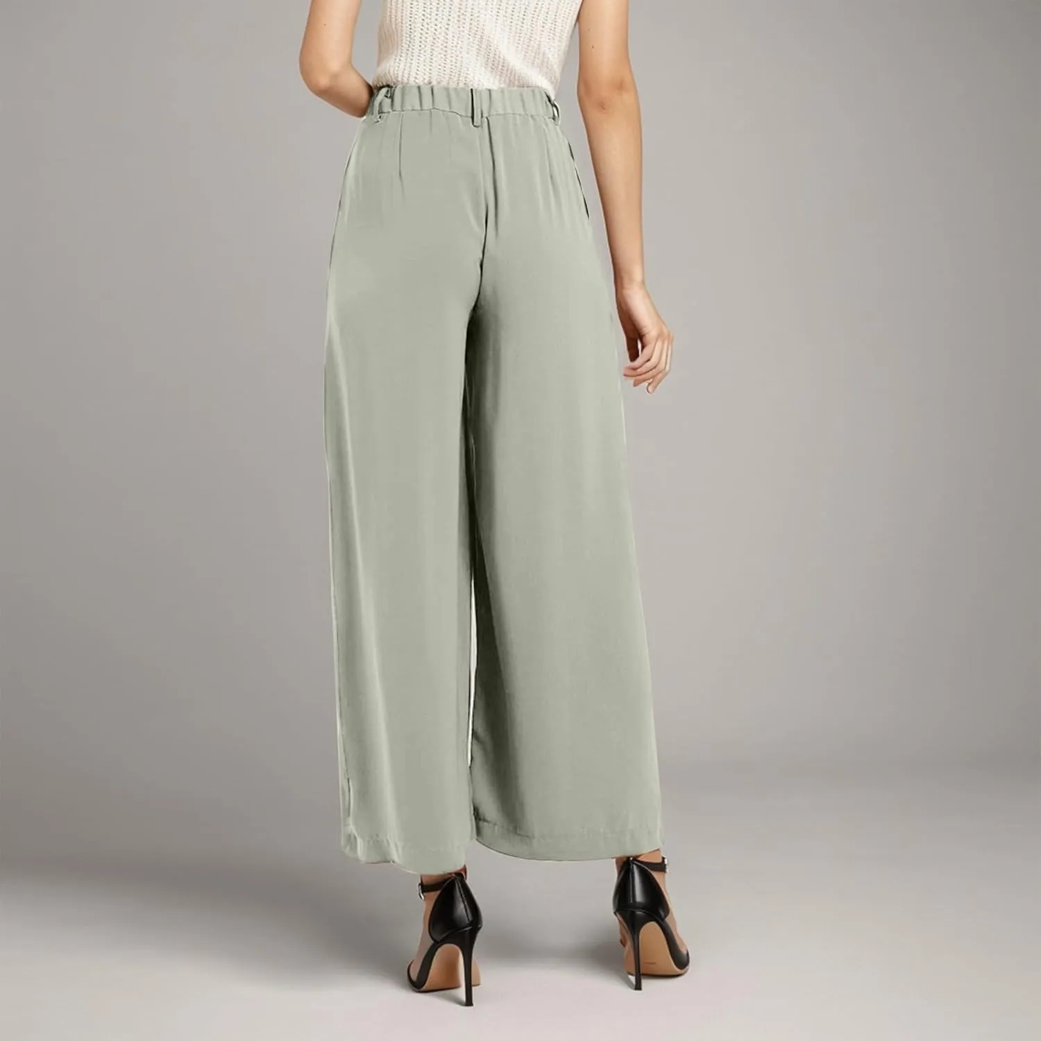 Womens Wide Leg High Waist Wide Leg Pants Casual Pants Comfy Pockets Relaxed Trousers Misses Business Suits