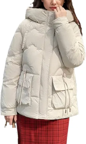 Women's Winter Cotton Padded Coat Casual Warm Down Jacket Thicken Large Pocket Hooded Parkas