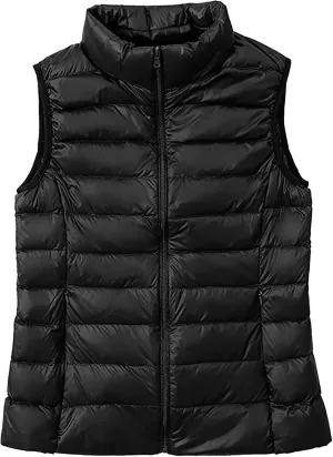 Women's Winter Cropped Puffer Vest Lightweight Sleeveless Zip Up Gilet Cotton Padded Warm Down Quilted Jacket Outerwear