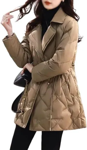 Women's Winter Down Cotton Jacket Suit Collar Long Cotton Padded Jackets Coats Slim Female Parka Outerwear
