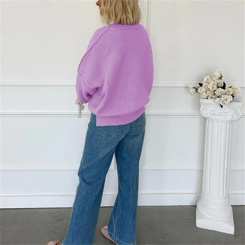 Women's Y2k Oversized Sweater Tied with Bow Long Sleeve Knitted Pullover Fairycore Grunge Shirt Tops Knitwear