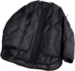 Xingfenly Japanese Rhombus Collarless Cotton-padded Coat Winter Thickened Warm Loose Casual Street Male Clothes