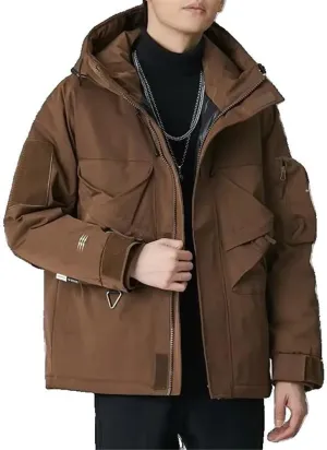 Xingfenly Winter Hooded Assault Cotton-padded Coat Warm Thickened Windproof Multi-pocket Workwear Loose Male Clothes