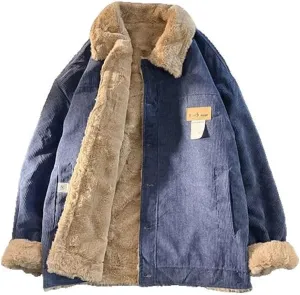 Xingfenly Winter Thickened Lapel Cotton-padded Coat Couple Loose Casual Street Men Tops Male Clothes