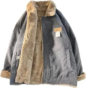 Xingfenly Winter Thickened Lapel Cotton-padded Coat Couple Loose Casual Street Men Tops Male Clothes
