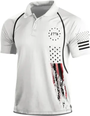 Ymosrh Men's 4th of July Polo Shirts Short Sleeve Tactical Shirts Golf T Shirts for Men, S-4XL