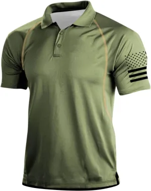 Ymosrh Men's 4th of July Polo Shirts Short Sleeve Tactical Shirts Golf T Shirts for Men, S-4XL