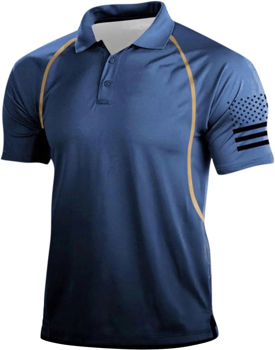 Ymosrh Men's 4th of July Polo Shirts Short Sleeve Tactical Shirts Golf T Shirts for Men, S-4XL