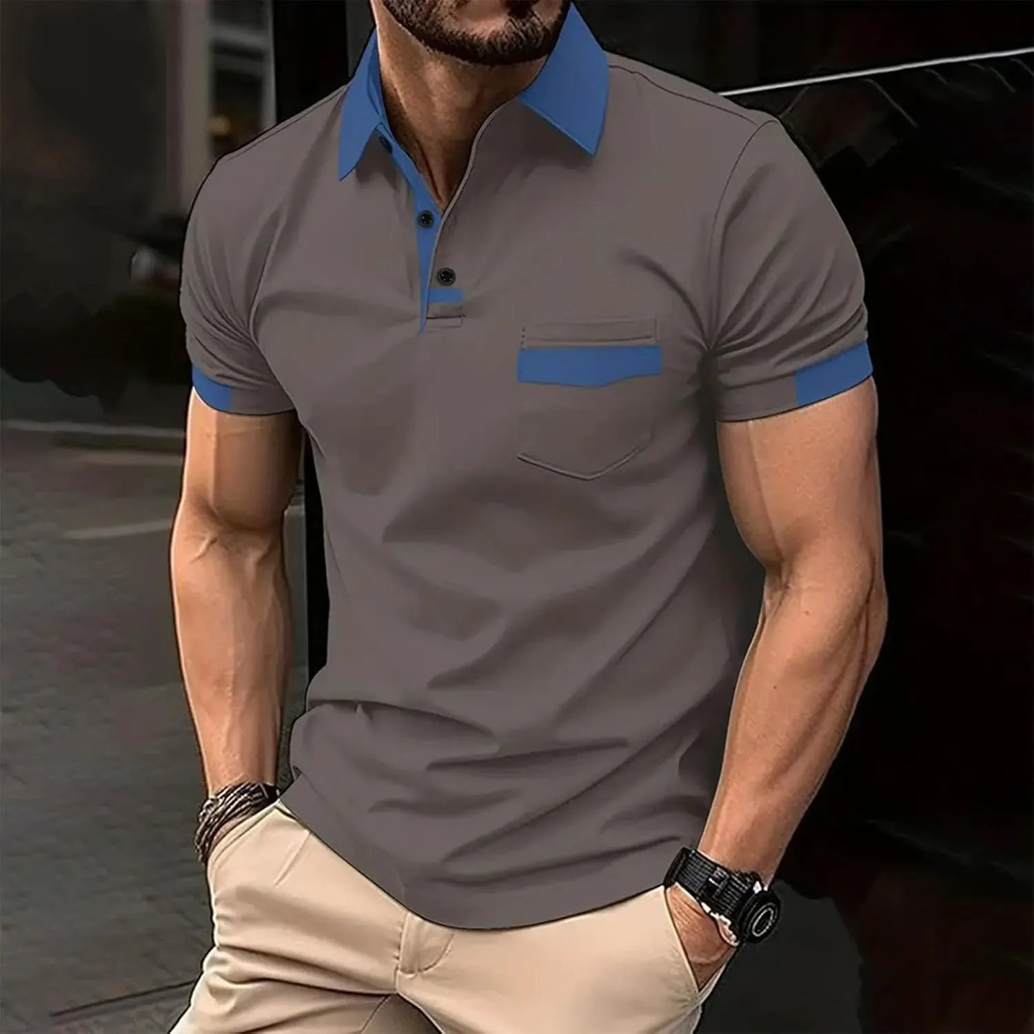 Ymosrh Men's Big and Tall Polo Shirts Golf Tennis Shirt Short Sleeve Casual Work T-Shirt Shirts for Men, M-3XL