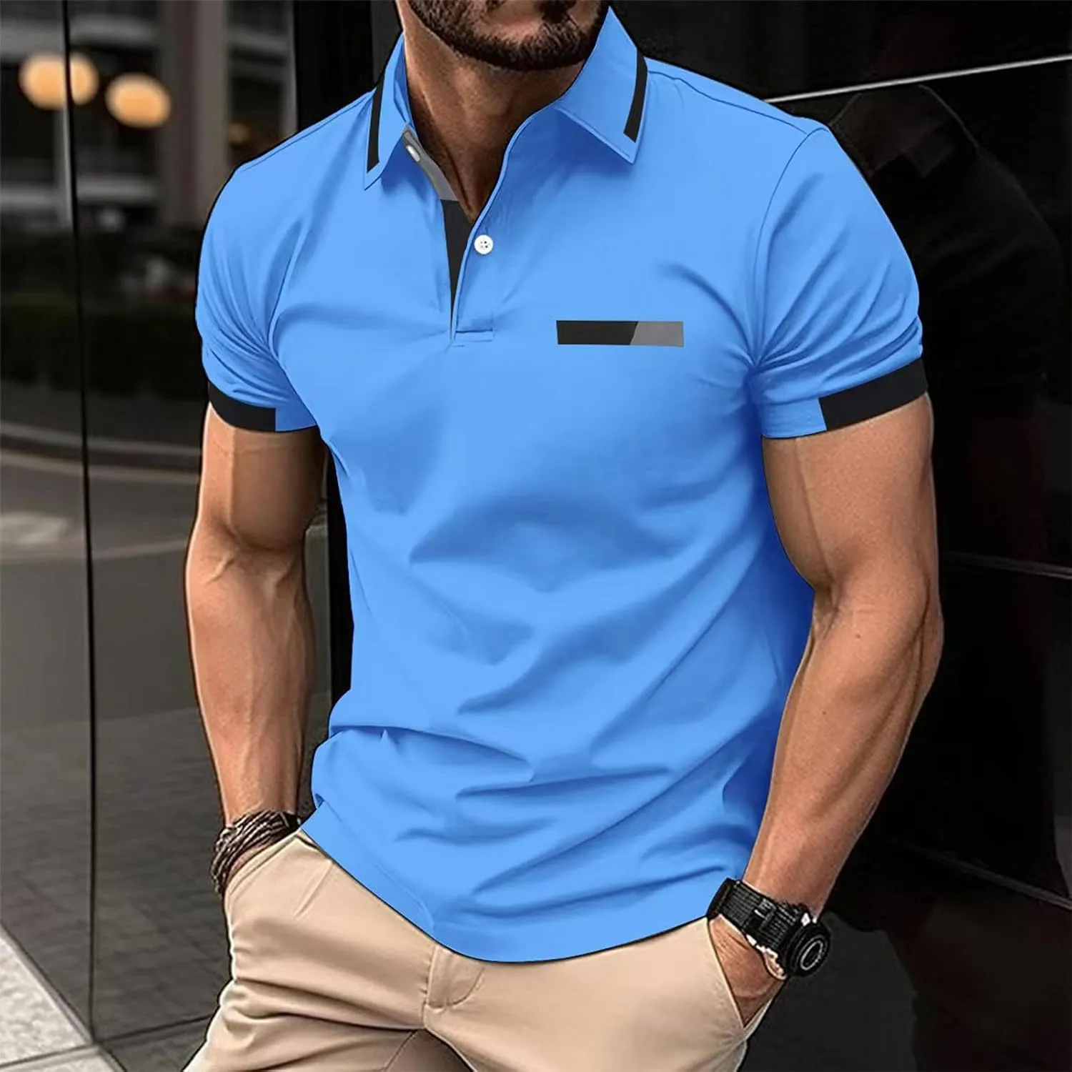 Ymosrh Men's Big and Tall Polo Shirts Golf Tennis Shirt Short Sleeve Casual Work T-Shirt Shirts for Men, M-3XL